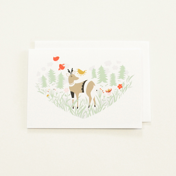 Illustration of deer in the forest Notecard